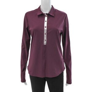 Foray Golf Unisex Adults Tops Collared Purple Button Long Sleeve Size S